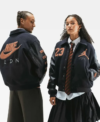 Nike x Jordan Flight London Black Varsity Jacket for Men and Women Front
