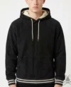 Philip Black Leather Suede Hoodie