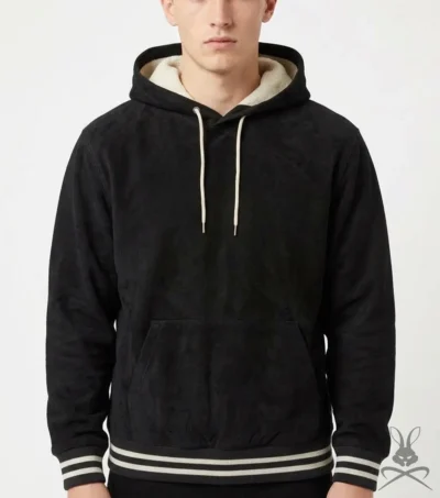 Philip Black Leather Suede Hoodie