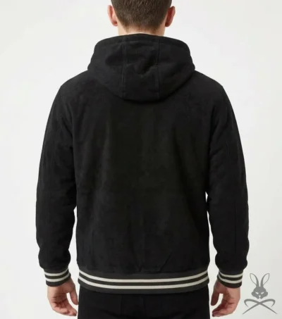 Philip Black Leather Suede Hoodie back