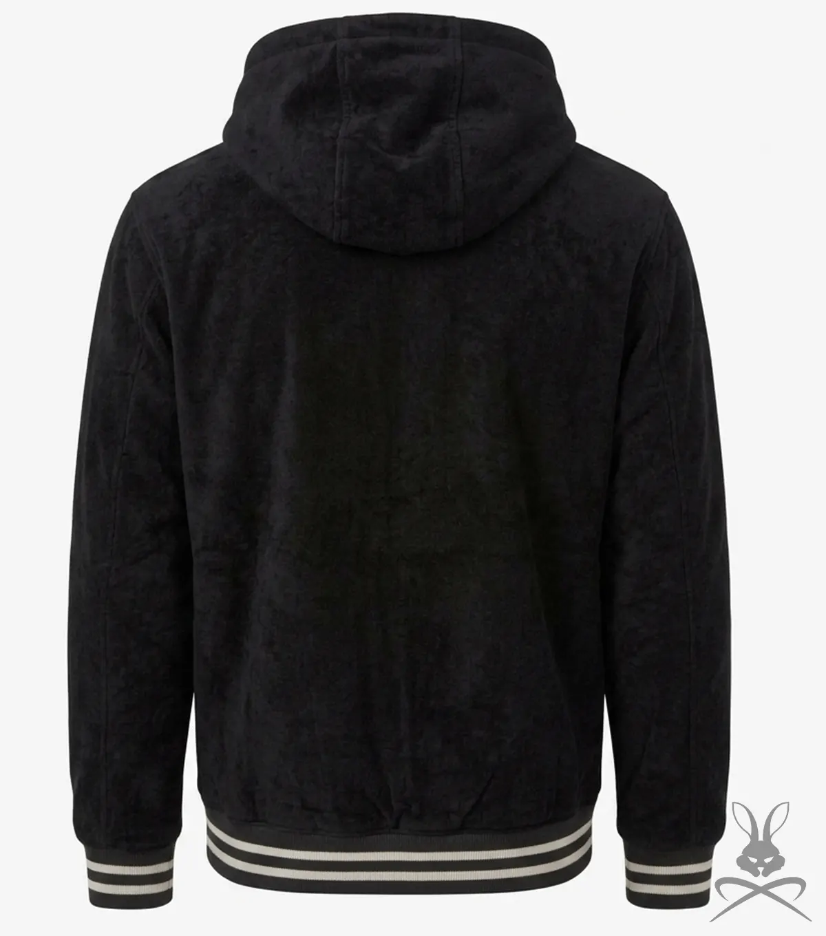 Philip Black Leather Suede Hoodie back view