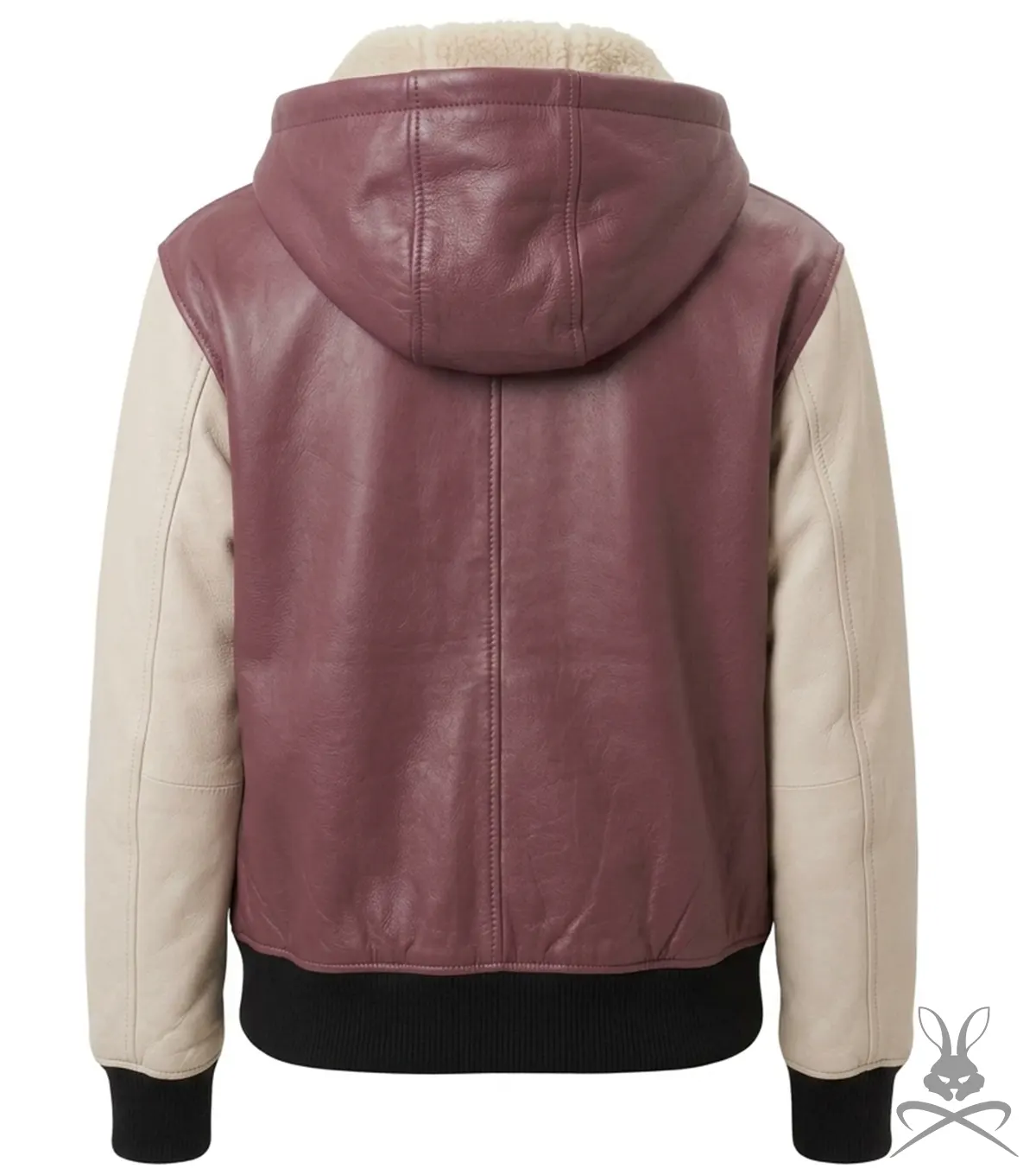Pink and White Leather Pullover Hoodie back