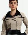 Qira Solo A Star Wars Story Beige Leather Jacket