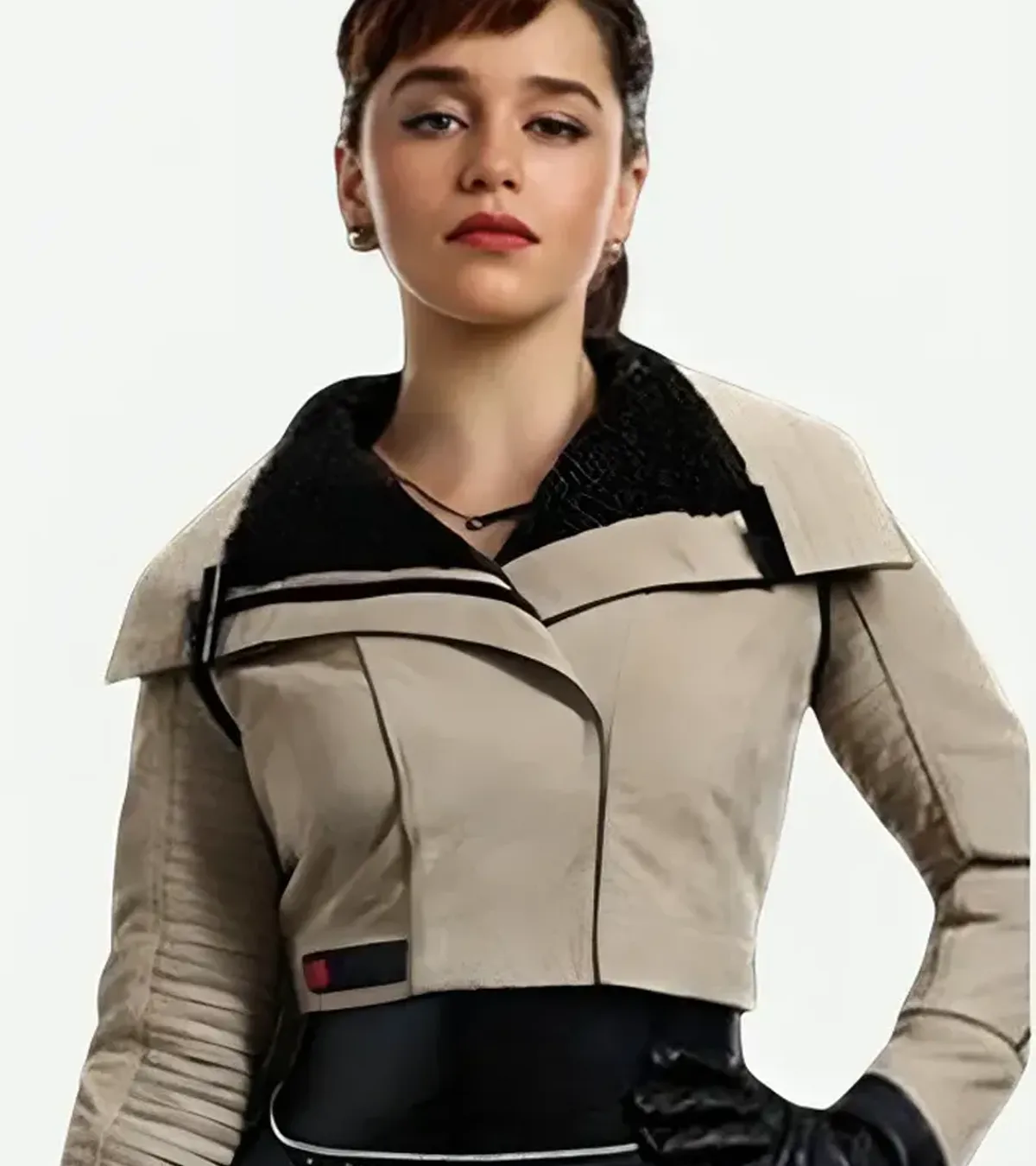 Qira Solo A Star Wars Story Beige Leather Jacket