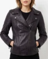 Quilted Shoulder Black Leather Biker Jackets