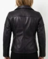 Quilted Shoulder Black Leather Biker Jackets back