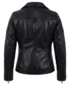Quilted Shoulder Black Leather Biker Jackets back view