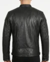 Quilted Shoulder Cafe Racer Jacket Black Leather back