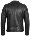 Quilted Shoulder Cafe Racer Jacket Black Leather back view