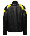 R and B Tour 2026 Chris Brown Balenciaga Black and Yellow Moto Biker Leather Jacket Back