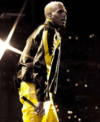 R and B Tour 2026 Chris Brown Balenciaga Black and Yellow Moto Biker Leather Jacket Right