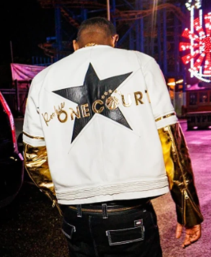 R and B Tour 2026 Chris Brown Vanson Leather Racing Moto Jacket Back
