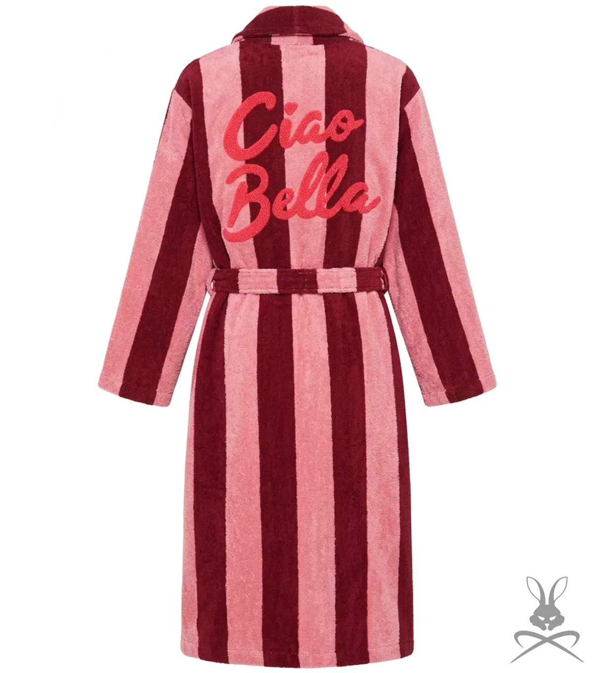 Red and Pink Bathrobe back view