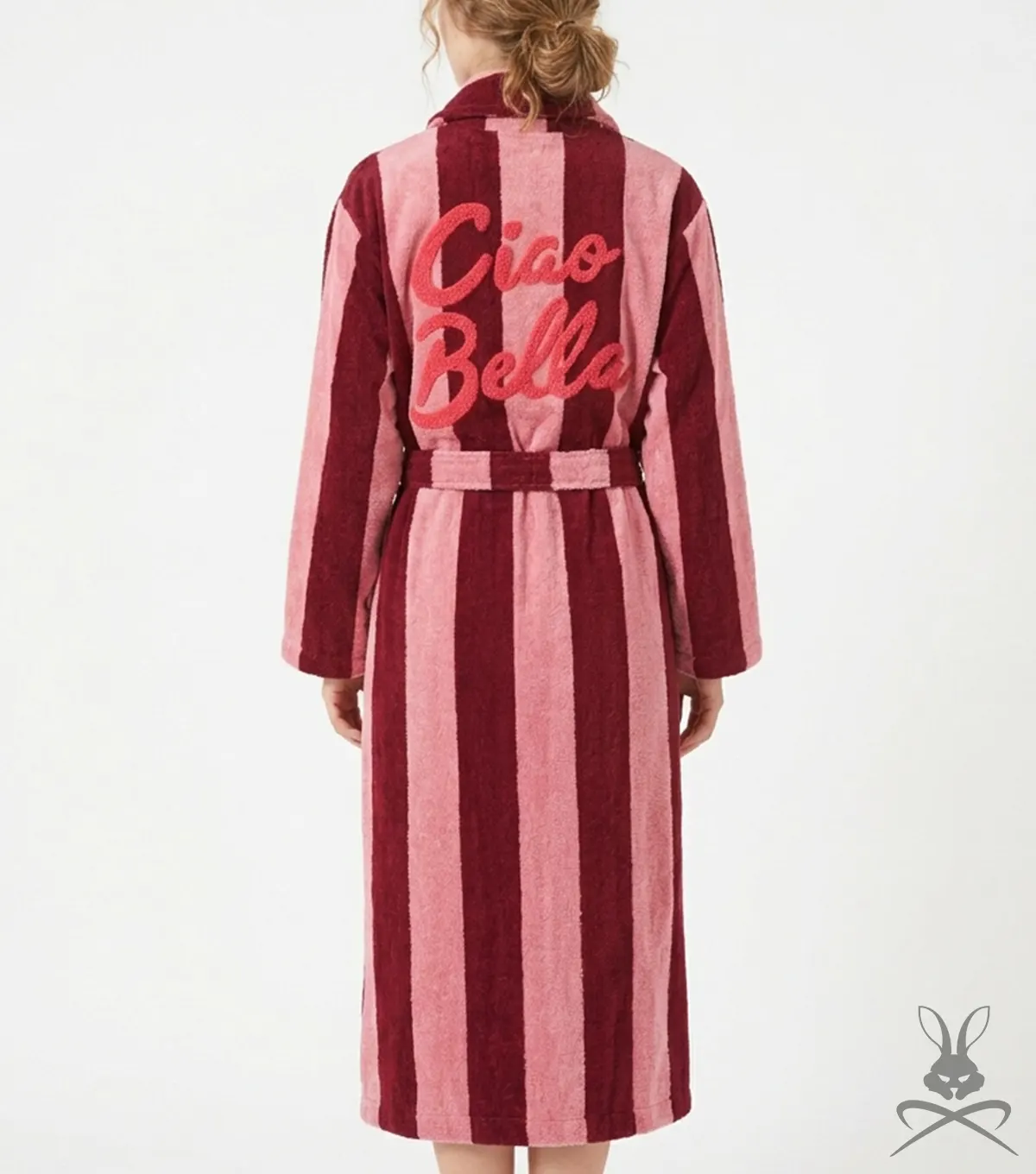 Red and Pink Bathrobe back