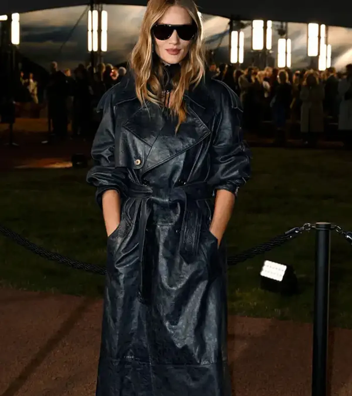 Rosie Huntington Summer 2026 Show Leather Trench Coat