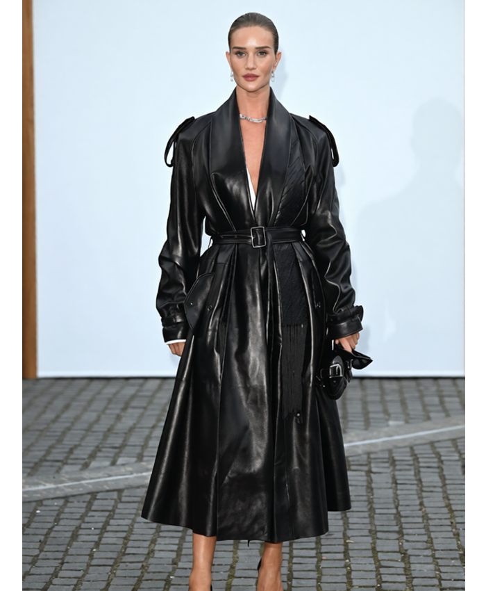Rosie Huntington-Whiteley LFW Leather Coat