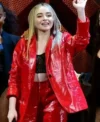 Sabrina Carpenter Jingle Ball Red Leather Blazer