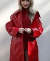 Sabrina Carpenter NYFW Red Leather Coat