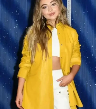 Sabrina Carpenter Tall Gir Yellow Leather Jacket