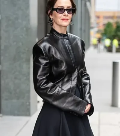 Sarah Paulson New York City 2026 Leather Jacket