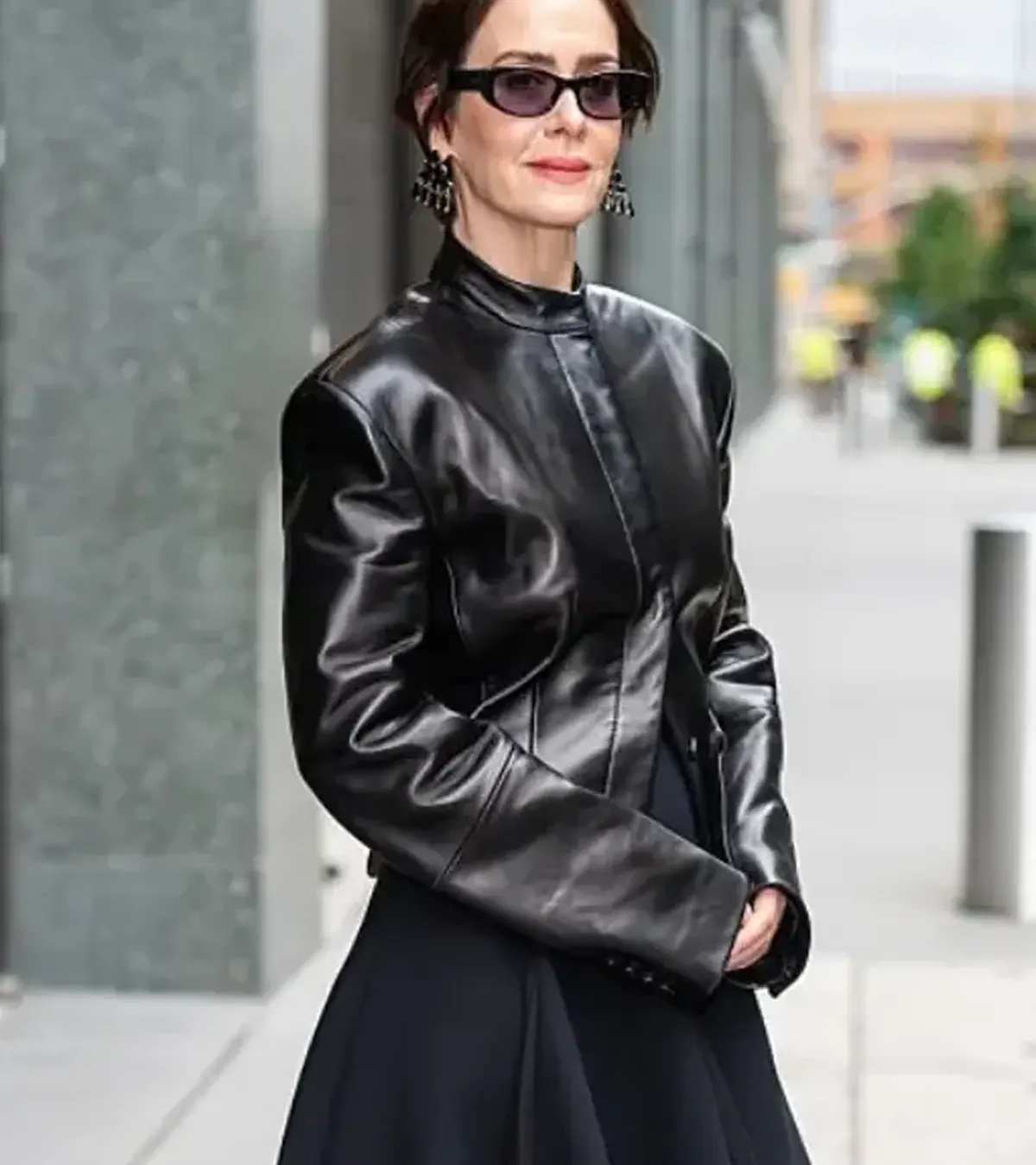 Sarah Paulson New York City 2026 Leather Jacket