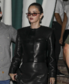 Selena Gomez 2026 Los Angeles Evening Outing Black Leather Jacket Front