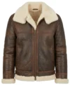 Shop Brown Jacket with White Fur Sheepskin Leather