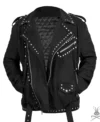 Shop Men's Black Studded Suede Biker Jacket