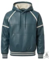 Steele Dark Cyan Leather Sweatshirt