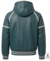 Steele Dark Cyan Leather Sweatshirt back