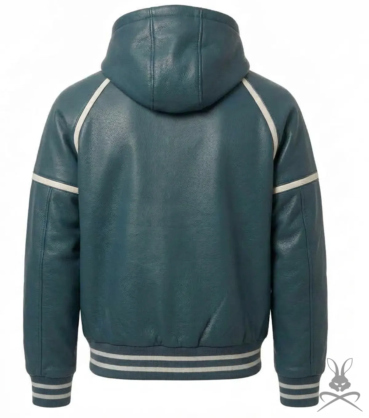Steele Dark Cyan Leather Sweatshirt back