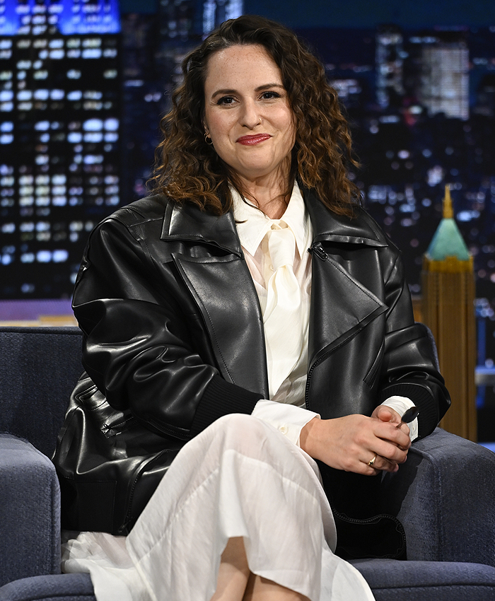 The Tonight Show Starring Jimmy Fallon 2026 Rachael Gunn Black Leather Jacket Front