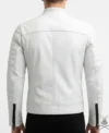 Torino White Leather Biker Jacket back