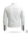 Torino White Leather Biker Jacket back view