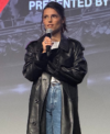 Toronto International Film Festival 2026 Inde Navarrette Black Leather Coat Closeup