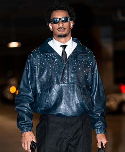 Tunnel Walk Jordan Love Blue Leather Jacket