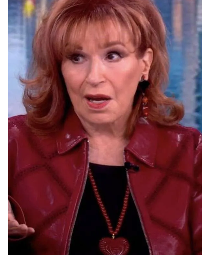 Tv Show The View 2026 Joy Behar Red Audrey Leather Jacket Closeup