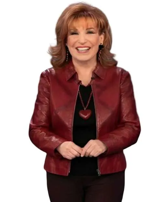 Tv Show The View 2026 Joy Behar Red Audrey Leather Jacket