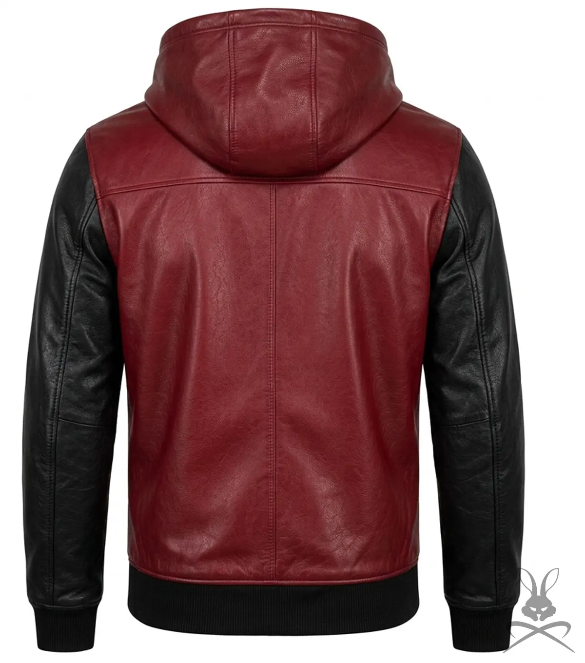 Two-Tone Leather Hoodie back