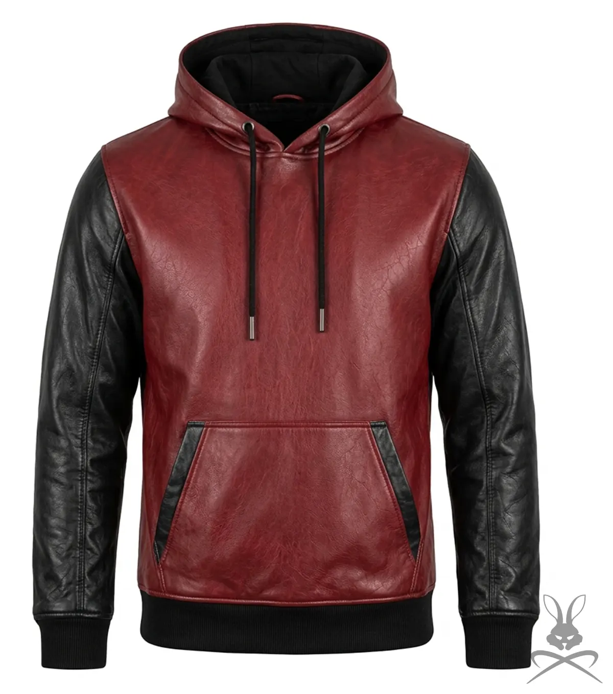 Two-Tone Leather Hoodie