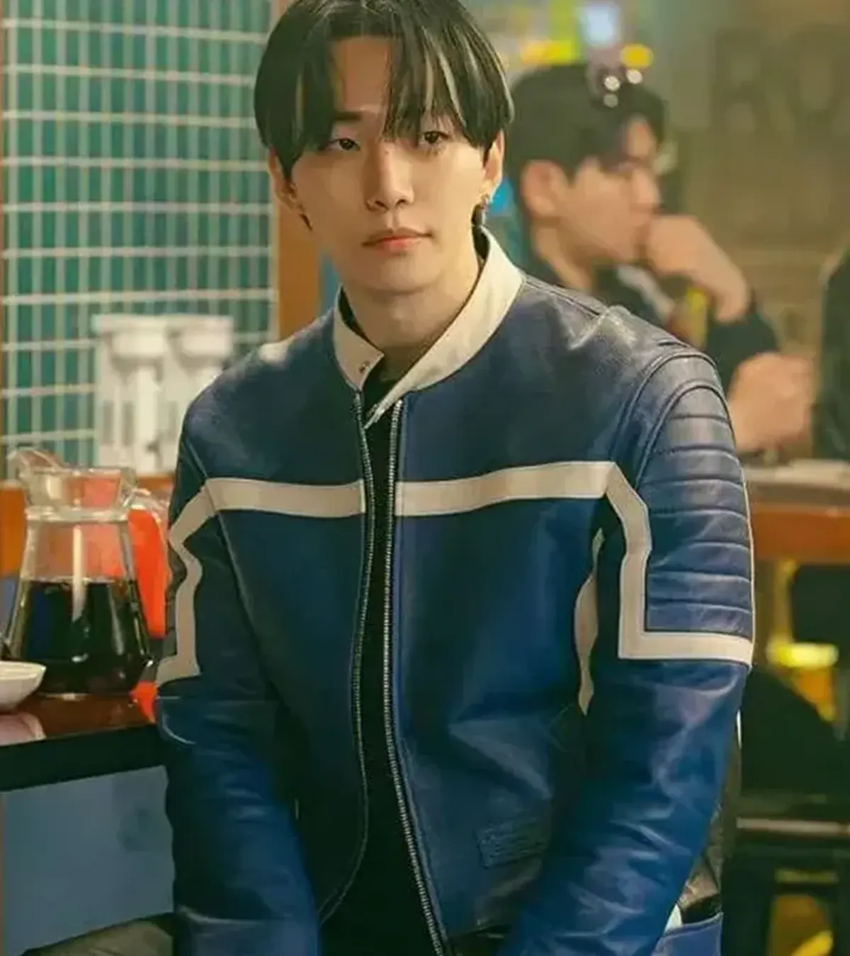 Typhoon Family Lee Jun-ho Blue Leather Jacket