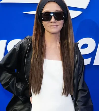 US Open Event Vera Wang Black Leather Jacket