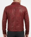 Vexton Red Trucker Style Leather Button Jackets back