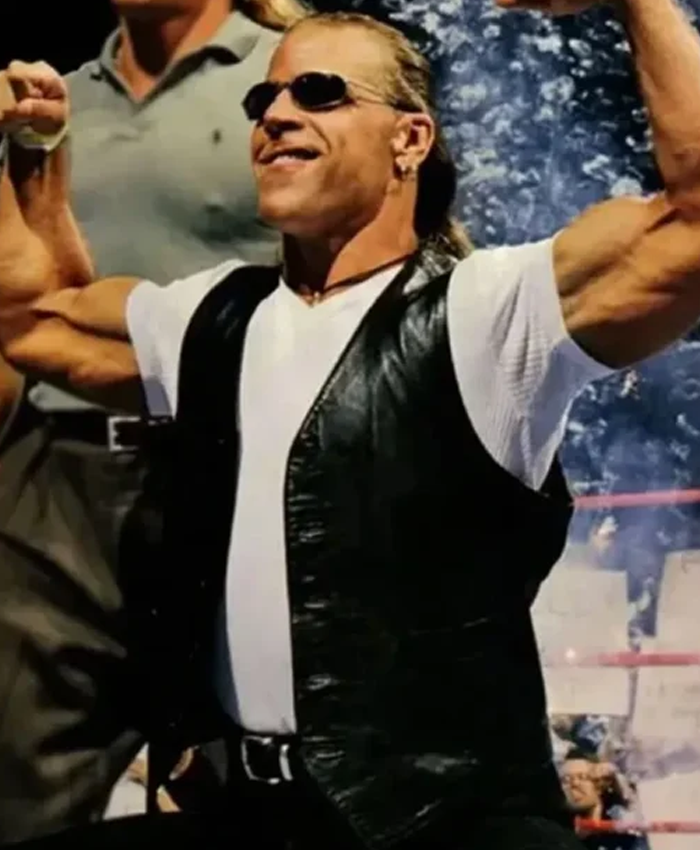 WWE Shawn Michaels Classic Vintage Black Leather Vest Right
