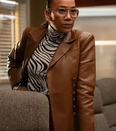 Will Trent S03 Amanda Wagner Brown Leather Blazer