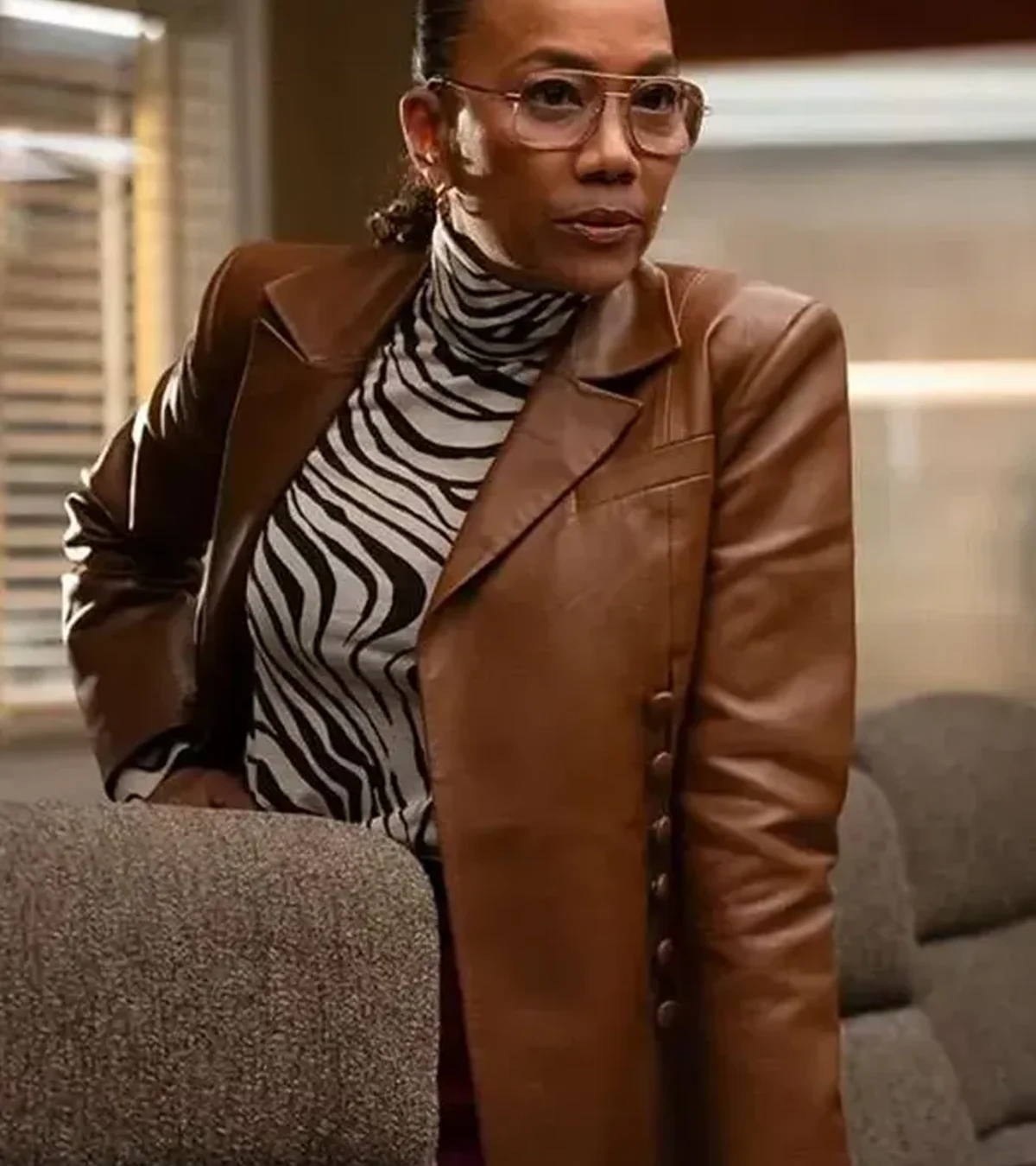 Will Trent S03 Amanda Wagner Brown Leather Blazer