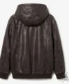 Womens Brown Oversized Nappa Leather Hoodie back view