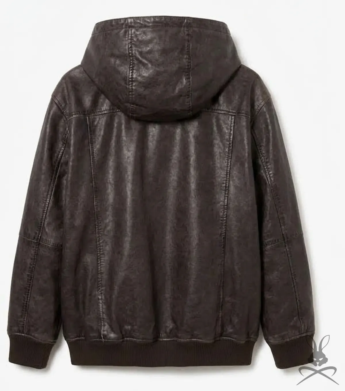 Womens Brown Oversized Nappa Leather Hoodie back view
