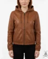 Womens Caramel Crunch Leather Hoodie
