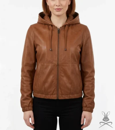 Womens Caramel Crunch Leather Hoodie